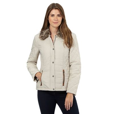 Maine New England Cream faux fur quilted jacket